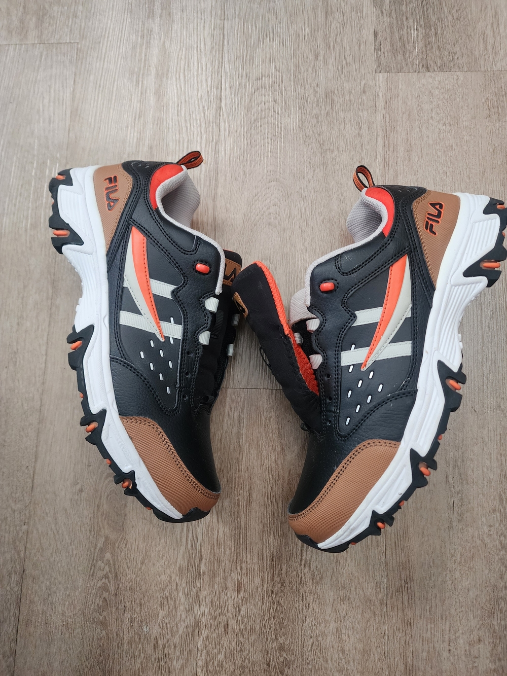 FILA Black, Brown & Orange Trail Sneakers